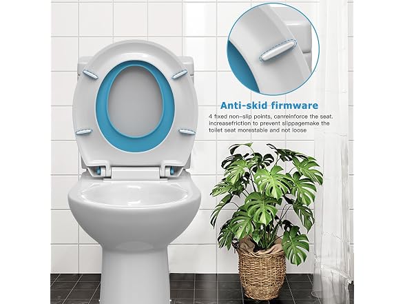 Toilet Seat Round White w Blue