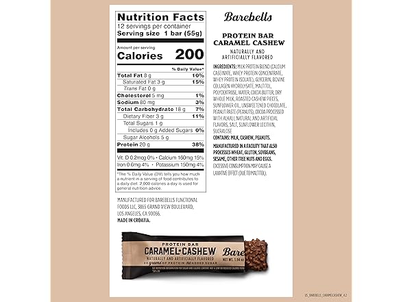 12CT Barebells Caramel Cashew Bars