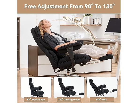 Efomao Big and Tall Office Chair with Footrest