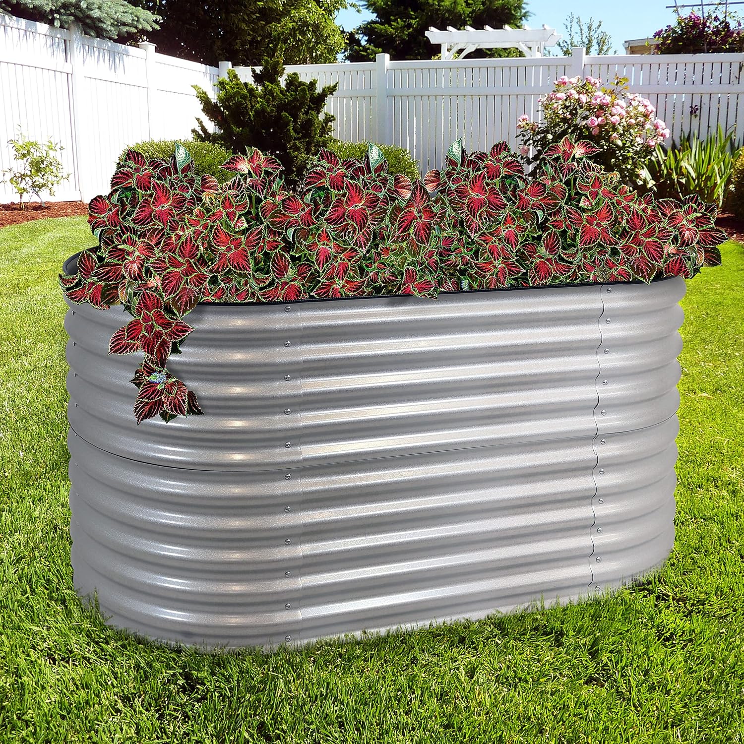 Sunnydaze 62.5" Oval Garden Bed - Silver - Gallery 11