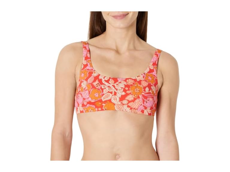 Bright Poppy Red Folk Floral