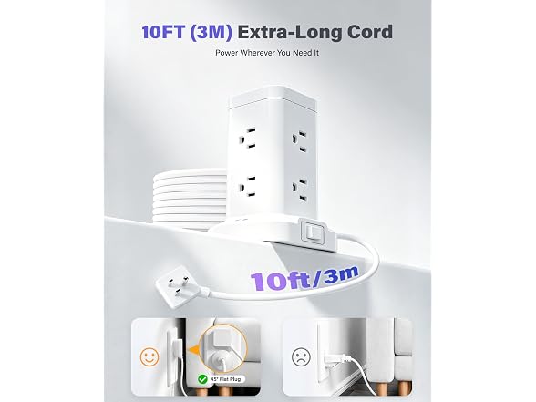TAGZILO Power Strip Tower Surge 1800J
