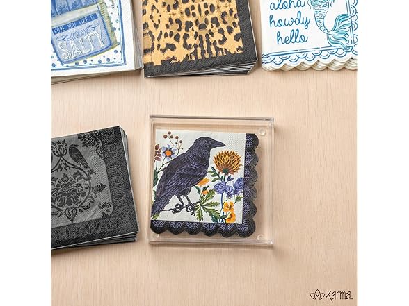 Karma, Acrylic Guest Napkin Holder for Table & Kitchen