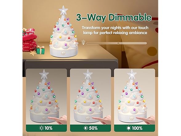 Brightever Pre-lit Christmas Tree Table Lamp, 7"