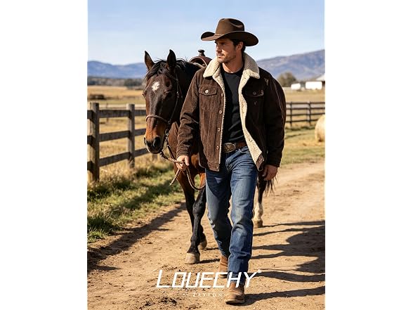 Louechy Men (L) Corduroy Sherpa Lined Jacket Coats