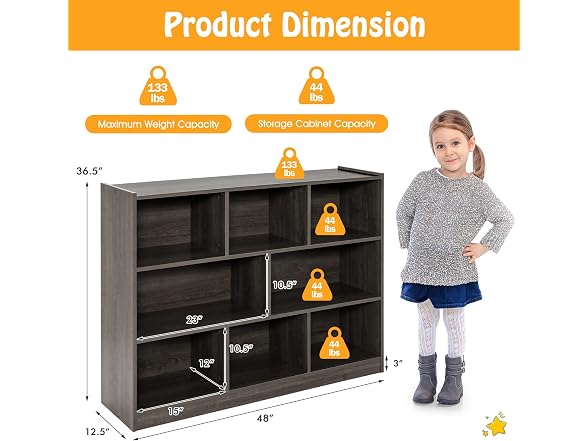 HOMGX Kids Montessori Shelf, 8-Cube Wooden Toy Storage Organizer