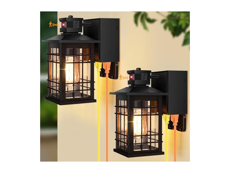 Kondras 2-Pack Porch Lights with GFCI Outlet