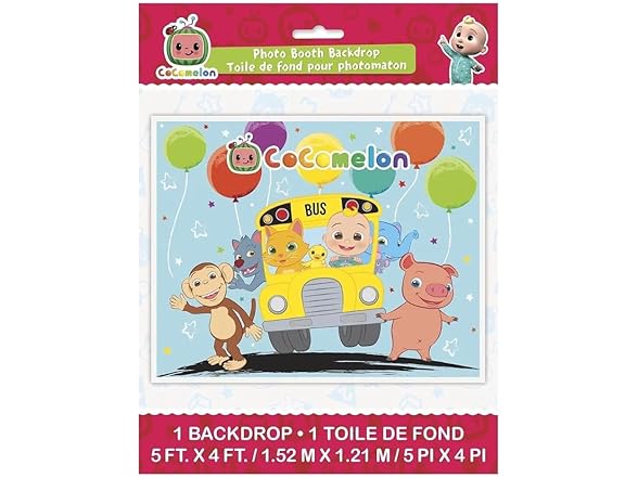 Cocomelon Multicolor Photo Booth Backdrop - 60" x 48"