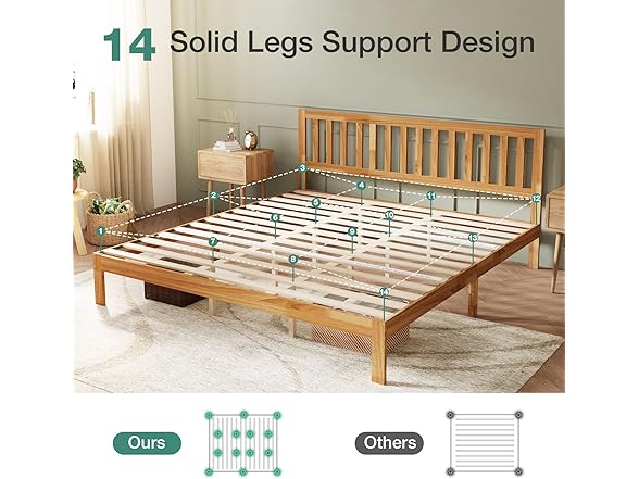 Novilla King Size Bed Frame Wood King Bed Frame and Headboard