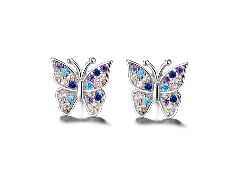 925 Silver Crystal Butterfly Earrings - Gallery 3
