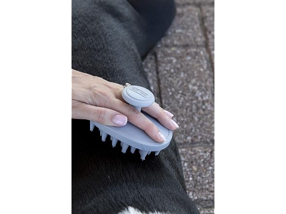 Dexas BrushBuster Silicone Gentle Dog Grooming Brush, Gray