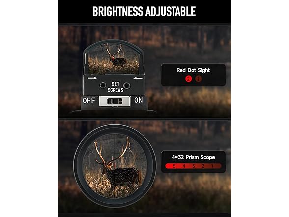 PINTY 4x32 Rifle Scope with Red Dot Sight Combo