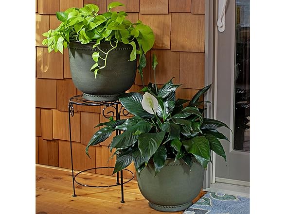 Sunnydaze DRV-1822 Michael Metal Planter, 2 Pc Set, Matte Sage