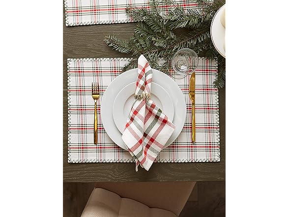 DII Jolly Christmas Tree Reversible Placemat Set