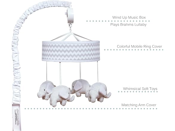 Trend Lab Grey Elephant Crib Mobile