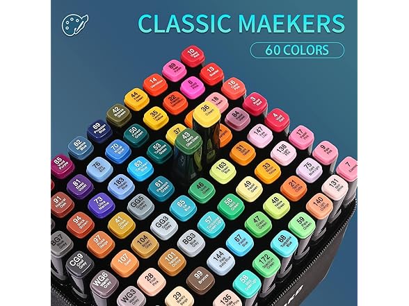 60 colors Dual Tip Alcohol Markers