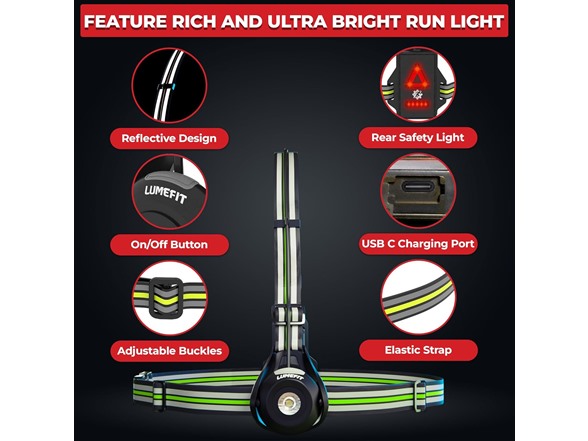LUMEFIT Running Light with Yellow Reflective Vest