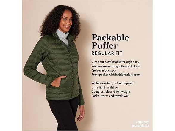 Amazon Essentials Womens Packable Puffer Jacket