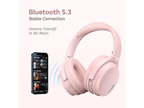 Noise Cancelling Bluetooth Headphones, Pink