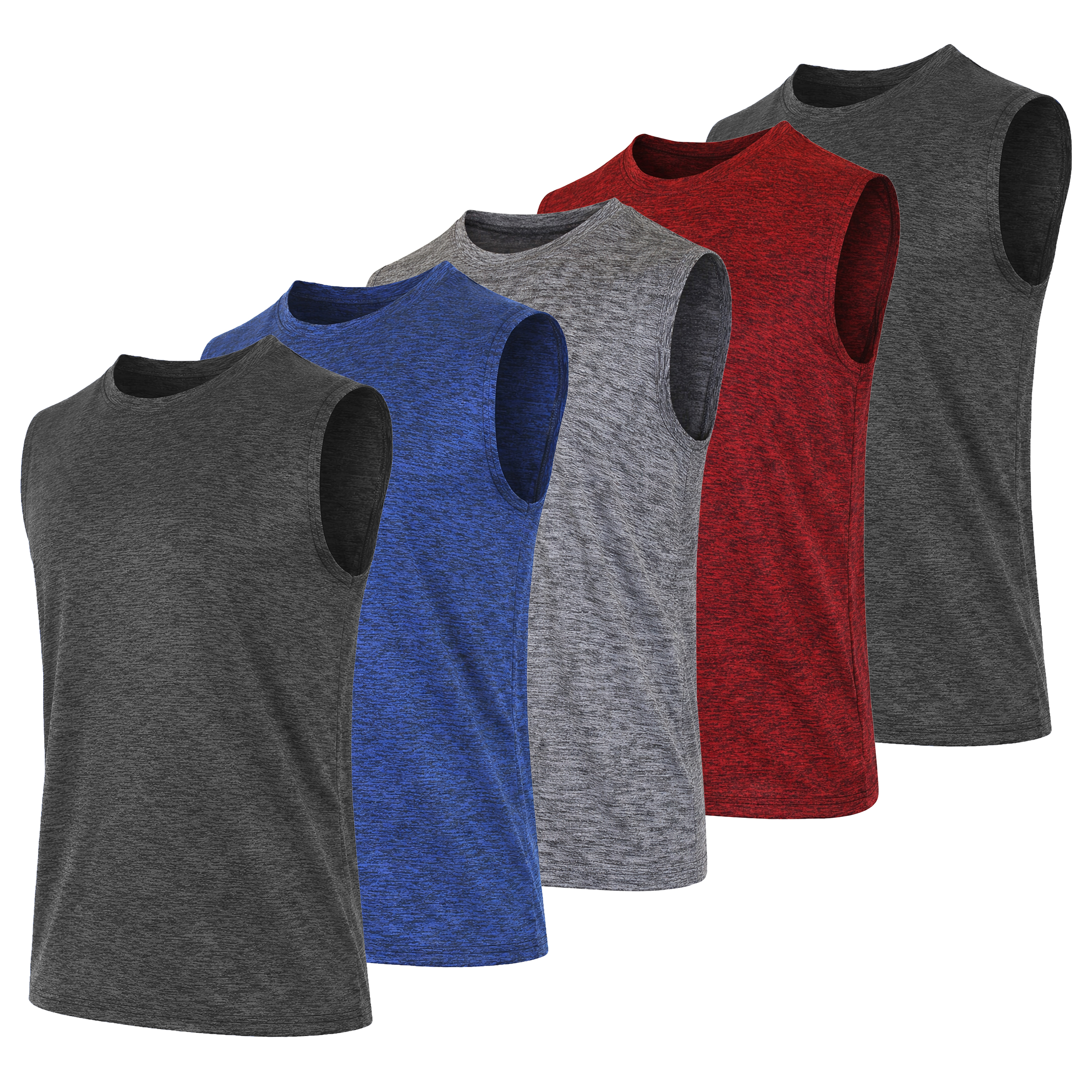 5Pk Mens Moisture Wicking Muscle Tee - Gallery 9