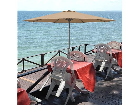 9ft Patio Umbrella Tan UV Protection