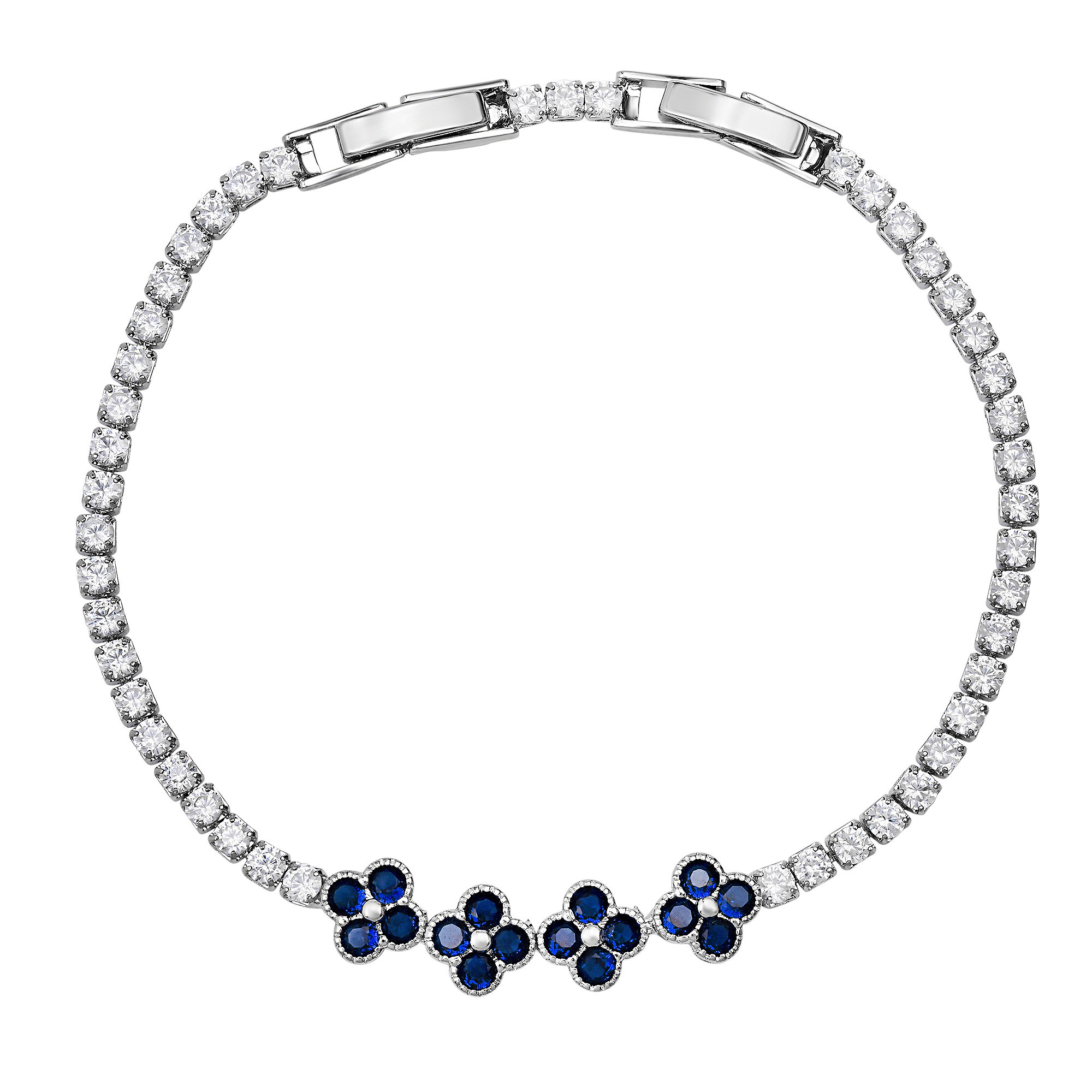 CZ Blossom Accent Tennis Bracelet - Gallery 6
