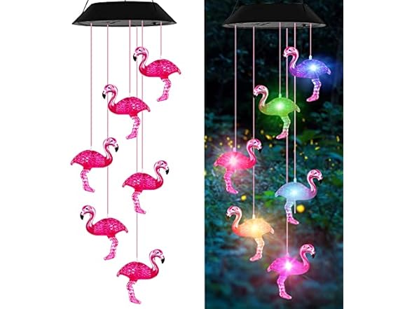 AIONASA Solar Flamingo Wind Chimes