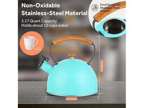YSSOA Whistling Stovetop Tea Kettle, Blue