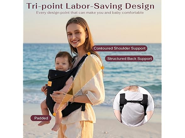 Shiaon Baby Carrier Newborn to Toddler, Black