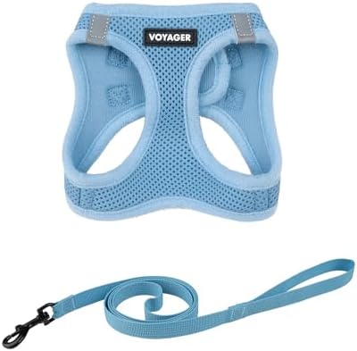 Voyager Step-in Air Cat Leash Harness Set - All Weather Mesh, Step in Vest Harness for Small and Large Cats by Best Pet Supplies - Baby Blue, XXXS (Chest 11-12")