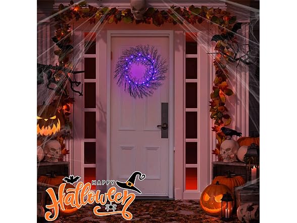 Timer 22 Inch Prelit Halloween Wreath Decoration