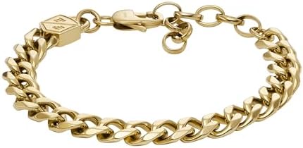 Fossil Men's Stainless Steel Gold-Tone Chain Bracelet, Color: Gold (Model: JF04616710)