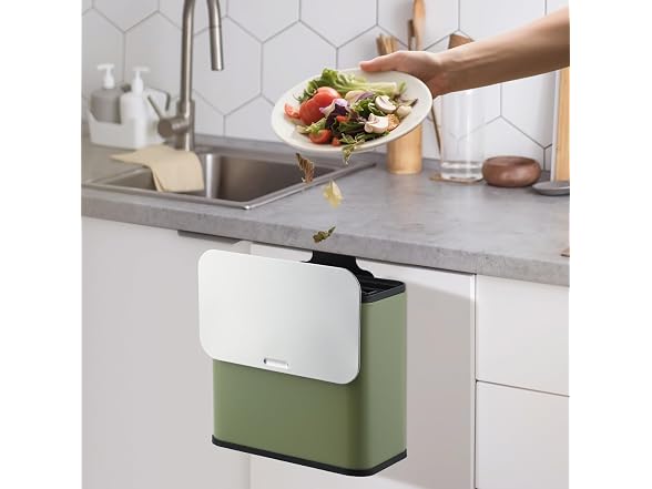 OUTLANE 1.3 Gal Hanging Trash Can Green