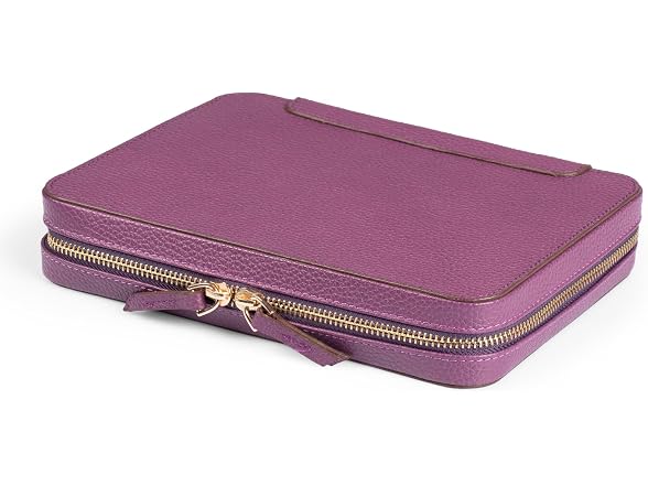 Londo Genuine Leather Travel Jewelry Case Purple