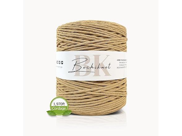 BOCHIKNOT 3mm Macrame Cord, 650 Yards,