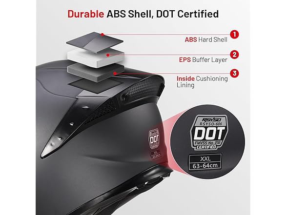 RSYSO Full Face Motorcycle Helmet LED