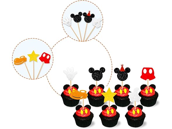 Set of 58 Mickey or Minnie Inspried Cake Toppers