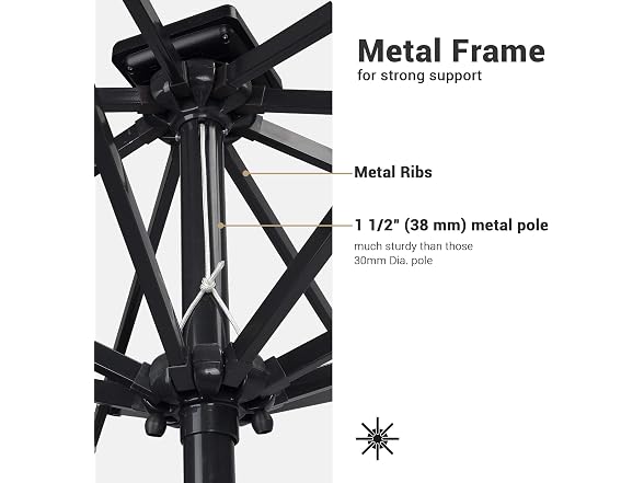 Yescom 9' Outdoor Solar Powered LED Umbrella 8 Rib