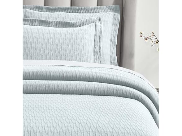 Superior Cotton Bedspread Set Matelasse Weave Diamond Lattice