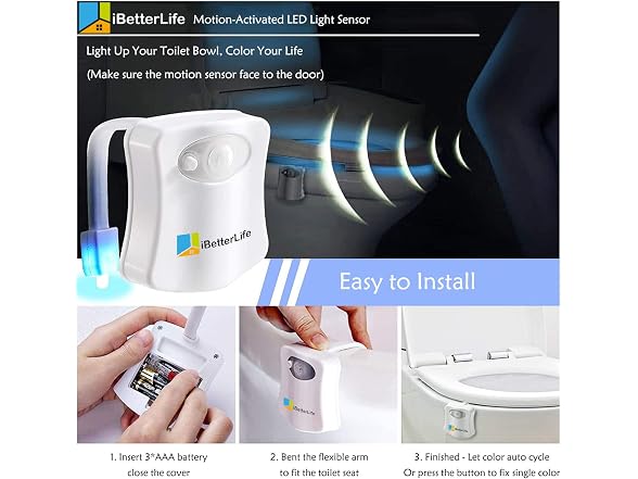 iBetterLife Toilet Night Light Motion Sensor The O