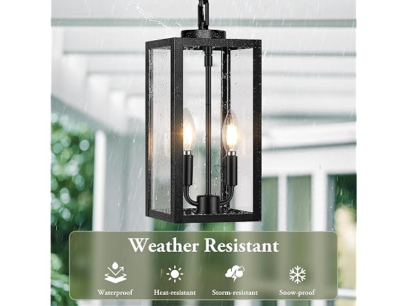 BesLowe 2-Light Outdoor Pendant 15in