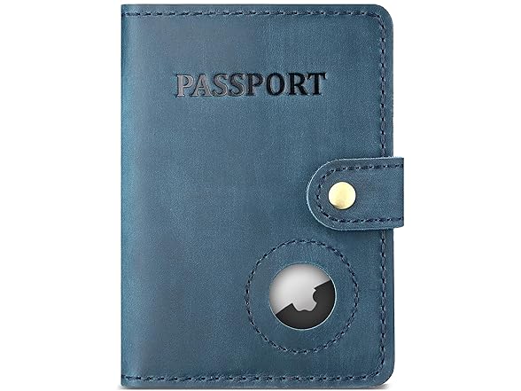 Enwaen Grain Leather Passport Holder AirTag