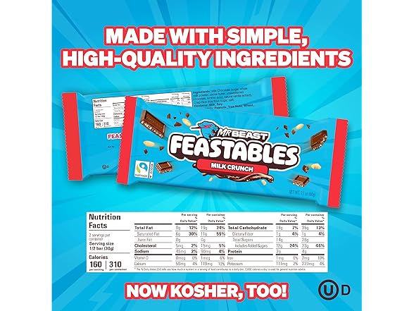 Feastables Milk Choc Crunch Bar 10ct 2.1