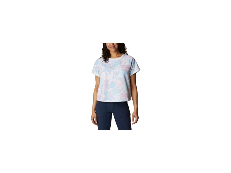 Columbia Women's Slack Water French Terry Short Sleeve Shirt, Minuet Tropiscus, Large
