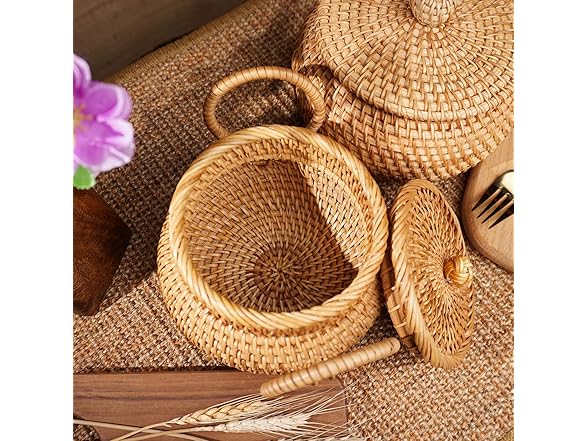 Rattan Basket Organizer with Lid