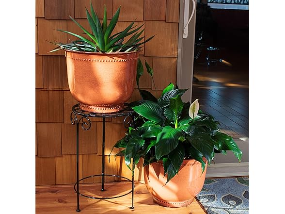 Sunnydaze Michael 14.5" Metal Outdoor Plant Pot Set