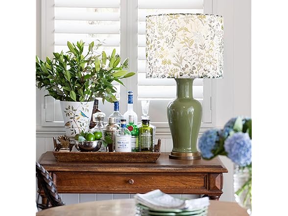GO&SO 2pcs Floral Drum Lamp Shades