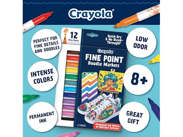 Crayola Fine Point Markers (12ct) No Bleed