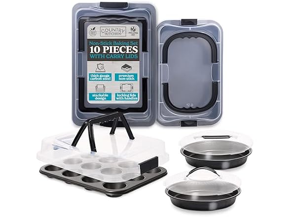 Country Kitchen Baking Pans Set - 10 Piece