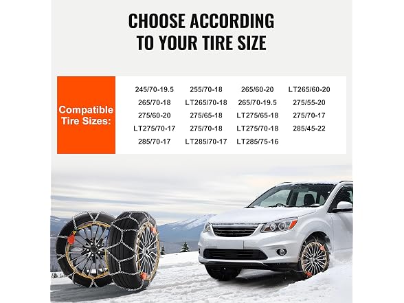 Auto Tightening Snow Chains, Diamond Mesh 3496